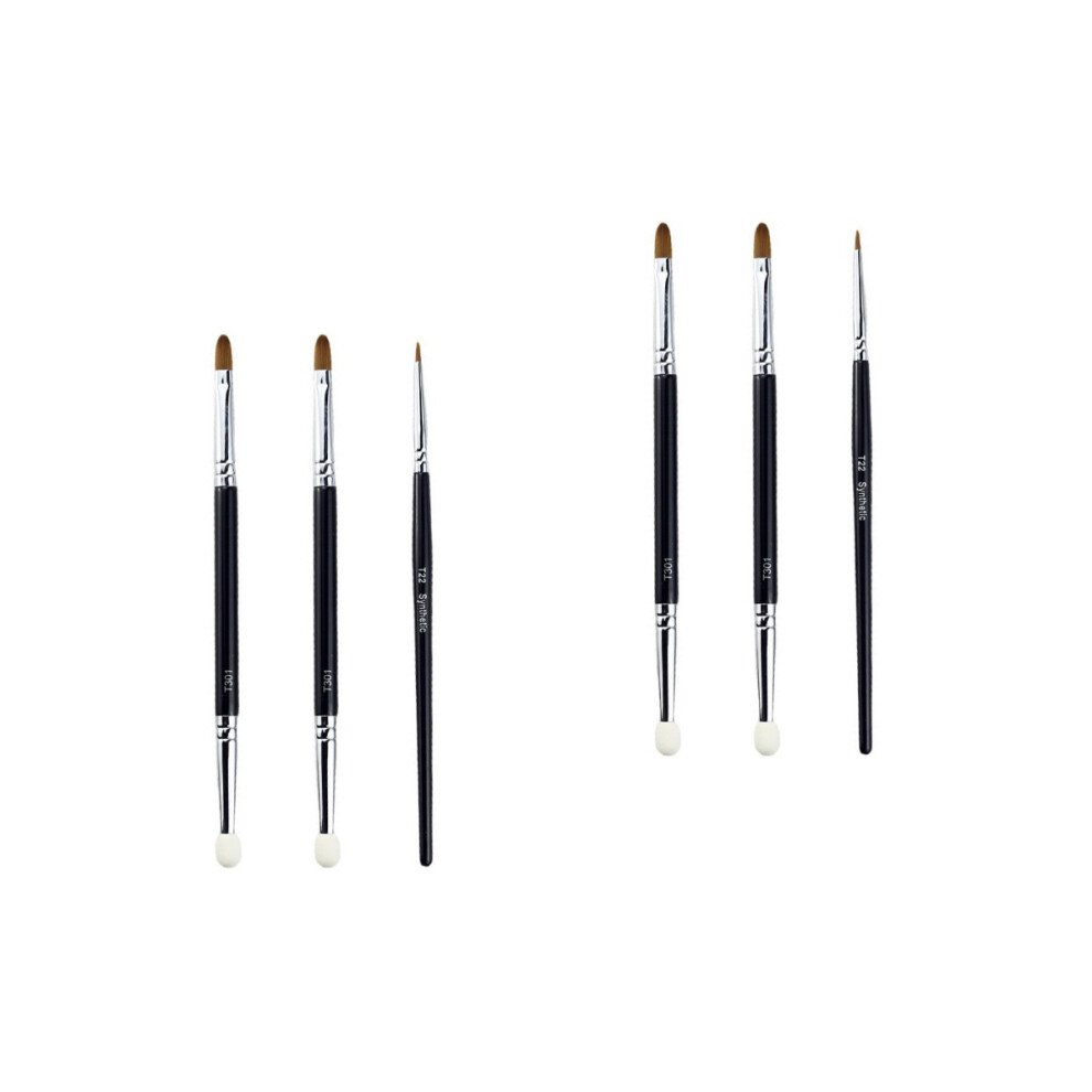 Artibetter 2Sets Tear Ditch Concealer Brush Double-Head Sponge Black Makeup Tool