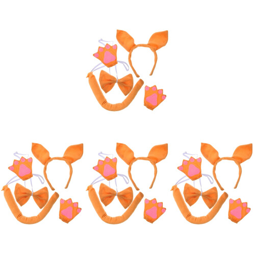 4Ensembles Costume Animal Oreilles Queue Couleurs Variées