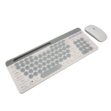 Retro White Wireless Keyboard & Mouse Set, 400mAh