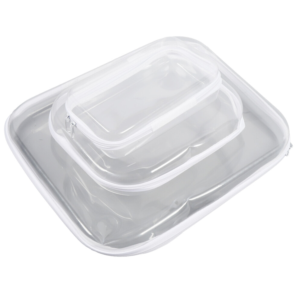 3-Piece Clear PVC Travel Storage Box Set with Zippered Pouches