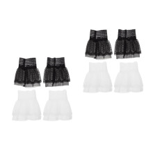 4Pairs Polyester Lace Arm Cuff Elegant Layered Wrist Sleeves for Women