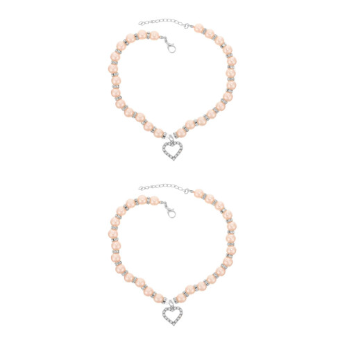 2Pièces Collier Pet Multi Couleurs Perles Artificielles