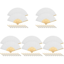 60Pièces Éventails Pliables Blancs En Bambou Pour Usage Artistique