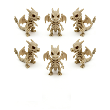 6 PCS 3D printed fire-breathing dragon skeleton fossil model toy set
