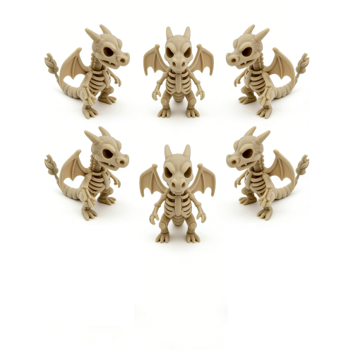 6 PCS 3D printed fire-breathing dragon skeleton fossil model toy set