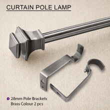 (Black Nickel- Lamp Design, 160-300 cm (63" - 118" In)) Extendable Heavy Metal Curtain Pole 28mm Eyelet Rail With Rings Fittings Finials