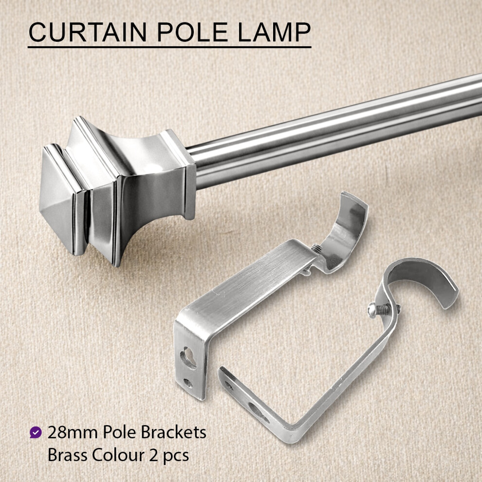 Aspire Homeware (Chrome- Lamp Design, 120-210 Cm (48" - 83" In)) Extendable Heavy Metal Curtain Pole 28Mm Eyelet Rail With Rings Fittings Finials Black