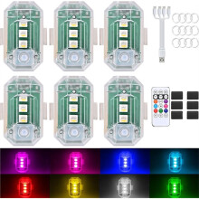 8 St Trådlösa LED-Stroboskoplampor med Fjärrkontroll, 350 MAh USB-Laddningsbara, 8 Färger, Hög Ljusstyrka, Vattentäta