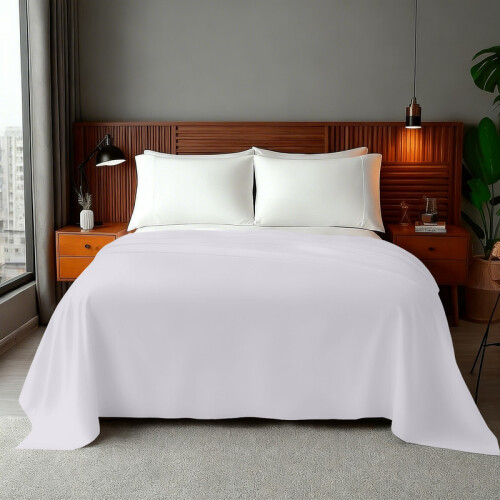 (Pack of 2-King, White) 100% Egyptian Cotton Flat Sheet - Soft Hotel Quality Cotton Sheet UK