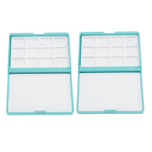 2 Stück Blaues tragbares Aquarellkasten, 12 Fächer, kompakt und abnehmbar
