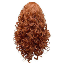 European and American Style Women'S Brown Long Curly Wig Wool Curly Wig Medium Parted Chemical Fiber Wig