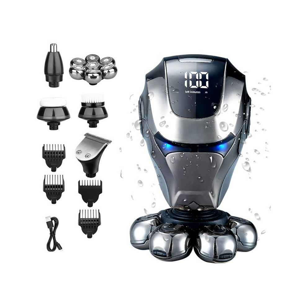 Electric  Shaver,5 in 1  Shaver with Nose Hair, Sideburns Trimmer,Face Brush 7D Rotary Shaver with LED Display