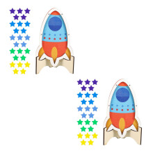 2Ensembles De Récompense Étoiles En Bois Coloré Pour Enfants