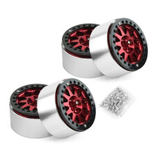 Jantes de Roda Beadlock de 2,2 Polegadas em Liga Resistente para 1:10 RC Crawler SCX10 -4 4 Unidades Vermelho