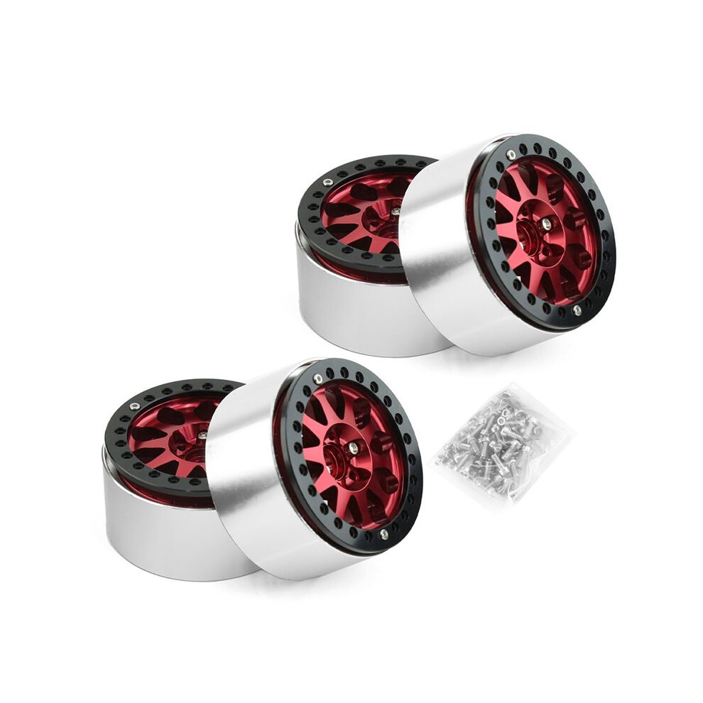 2.2 Inch Beadlock Wheel Rims Heavy Duty Alloy For 1:10 Rc Crawler Scx10 -4 4Pcs-Set Red 6032157624772