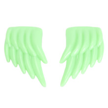 3D Wing Shoe Decor Green ABS DIY Shoe Accessory Tail Wing Pendant 10.3x5.6cm