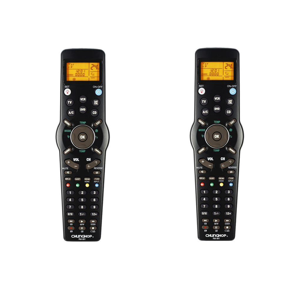 2X Chunghop Rm991 Universal Remote Control Multifunctional Learning Remote Control For Tv/Txt,Dvd Cd,Vcr,Sat/Cable And A/C 6034163791042