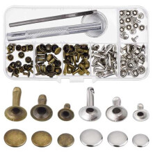 8mm Grommets Eyelets Kit with Tool, 60PCS 2 Colors Grommets Plated Copper Metal Grommet Kit
