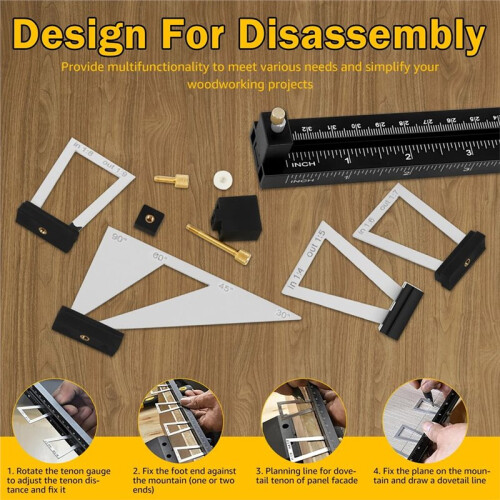 28Pcs Multifunctional Dovetail Marking Tool Set for Woodworking, Adjustable Aluminum Alloy 2