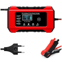 Automatic Car Battery Charger 12V 6A Pulse Repair Fast Power Charging Wet Lead Acid Charger Digital LCD Display EU Plug