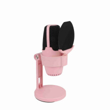 USB Cardioid Condenser Microphone with RGB Light for Gaming and Streaming, Pink