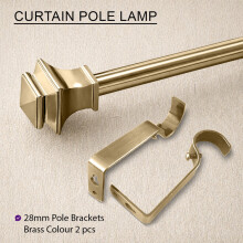 (70-120cm (2.3-3.9ft), Antique Brass) Extendable Lamp Design Curtain Pole Set with Elegant Finials - Complete Kit with Brackets, Rings & Fittings