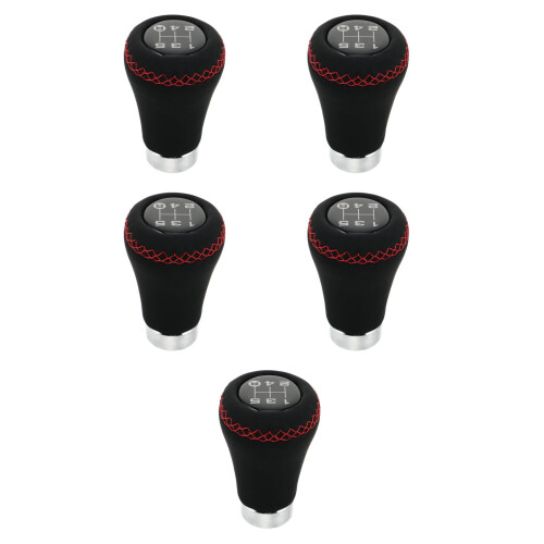 5Pièces Levier Changement Vitesse Aluminium Cuir Pour Auto 2