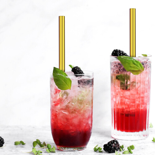 8Pièces Pailles Réutilisables Acier Color Éclaté Pour Cocktails