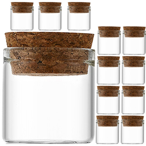 60Pièces Bouteilles Verre Transparent Multifonction Bouchons Bois 1