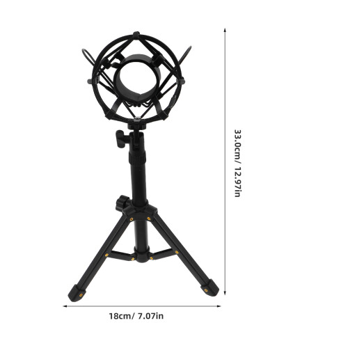 Compact Black Desktop Tripod Mic Stand Durable Metal Plastic Base 2