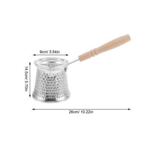 Cafeteira Turca Tradicional Com Alça De Madeira Cobre Prateado 2