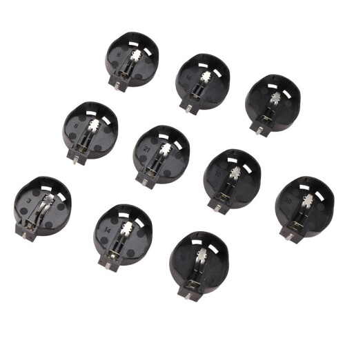 50pcs Black Round Button Battery Holder Case for CR2032 2016 2025 2