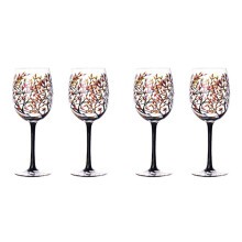 4Pcs Autumn Tree Wine Glass - Fall Colors - Leaves of Red, Yellow, Orange - Hand Painted - Fall Leaf