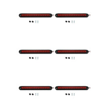 6pcs 10 Inch Sealed Truck& RV Trailer Light Bar 15 Led Third Brake Lights Strip Red