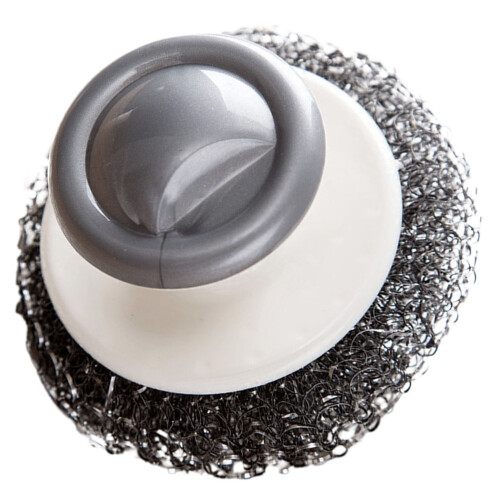 3Stk Robuster Topf- Und Pfannenschrubber Aus Stahl Und PP Grau 2