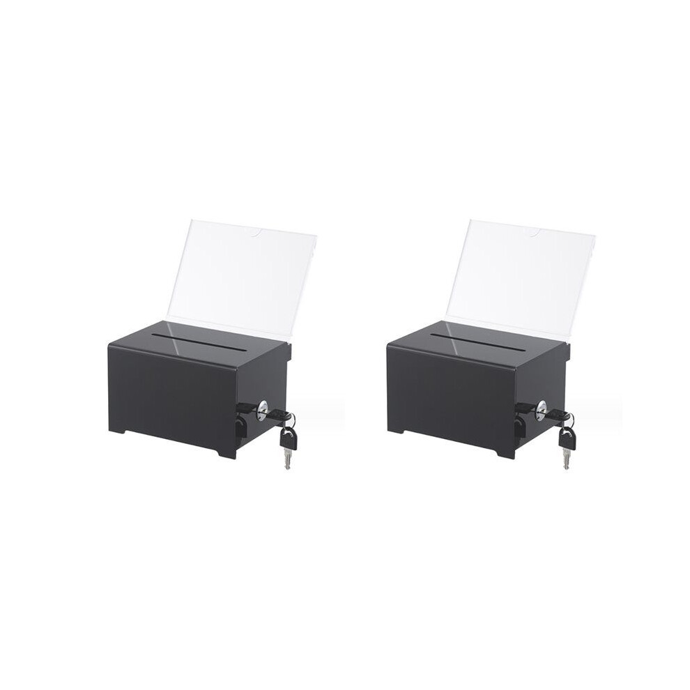 2 Pack Acrylic Donation Box With Lock, Black Ballot Box With Sign Holder, Suggestion Box For Fundraising, Donation 4714246688859