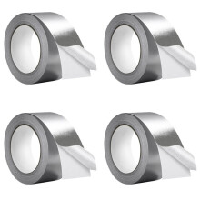 Glass Fiber Cloth Aluminum Foil Tape (5.9Mil Thick), High Temperature Insulation Adhesive Metal Duct Tape,4 Pack