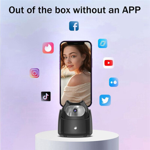 Automatic Face Tracking Gimbal Mobile Phone Holder 360 Rotation AI Face Recognition Phone Tripod for Vlog Video Black 2