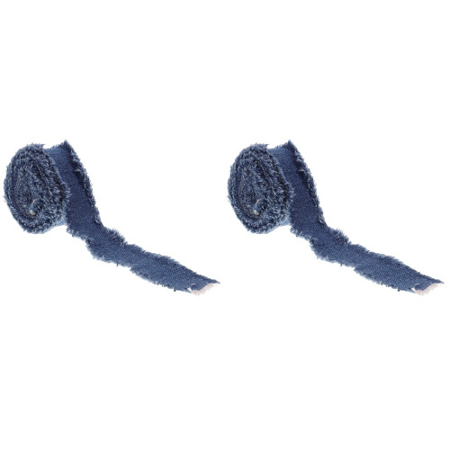 2Rolls Dark Blue Polyester Ribbon for Cake Decor and Gift Box Wrapping