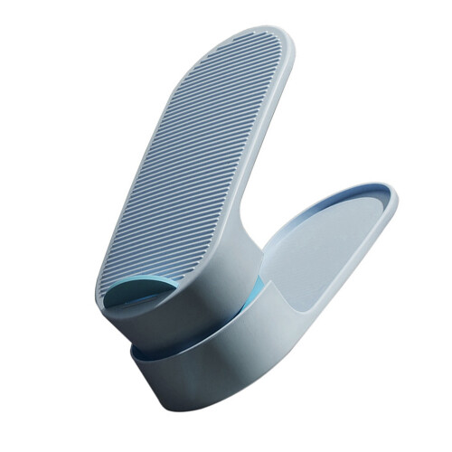 2Pcs Blue Shoe Slots Rack Double Layer Space Saving Slipper Holder 2