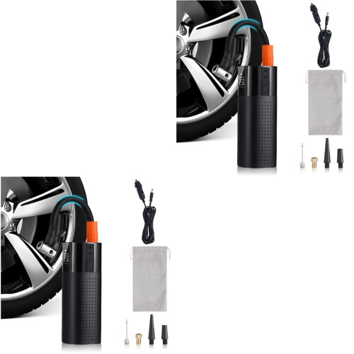 2Pièces Gonfleur Électrique Compact En ABS Pour Noir 2