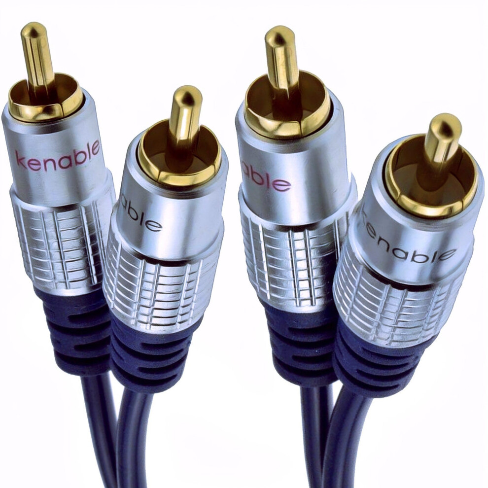 Pure Ofc Hq 2 X Rca Phono Plugs To Plugs Stereo Audio Cable 10M Gold 5055383405930