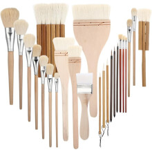 24 Pcs Pottery Brushes for Glazing, with Long Handle Different Shapes Wool Soft Bristle Paintbrush Tool for Pottery