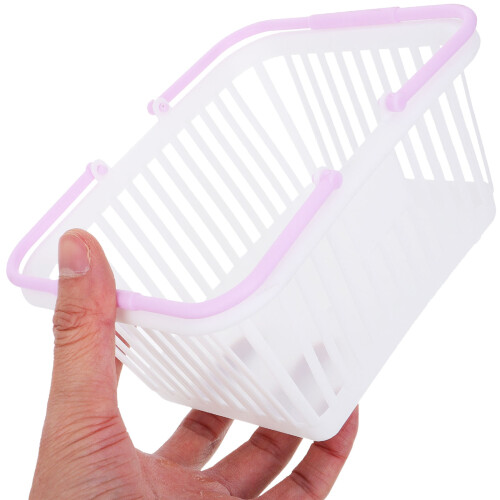 6Pcs White Plastic Baskets with Handles Small Storage Bins for Kitchen 2