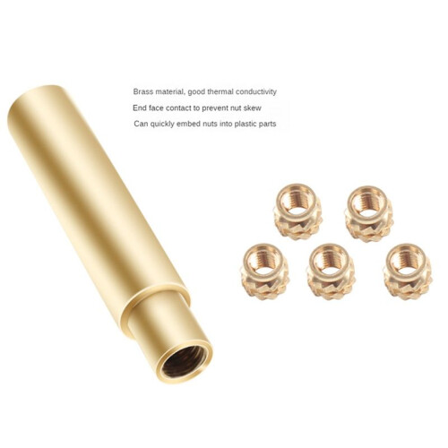 Heat Insert Nut Iron Tip M2-M8 Brass Thread Embedded Kit Heat Insertion Tool with M3 Nut for 3D Printer Soldering Iron 2
