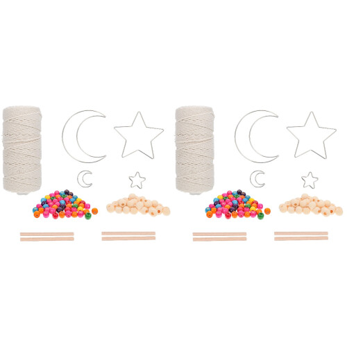 2Sets DIY Dromenvanger Kit Beige Macramé Handgemaakt 1