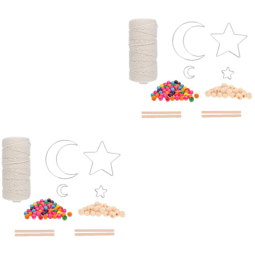 2Sets DIY Dromenvanger Kit Beige Macramé Handgemaakt 2