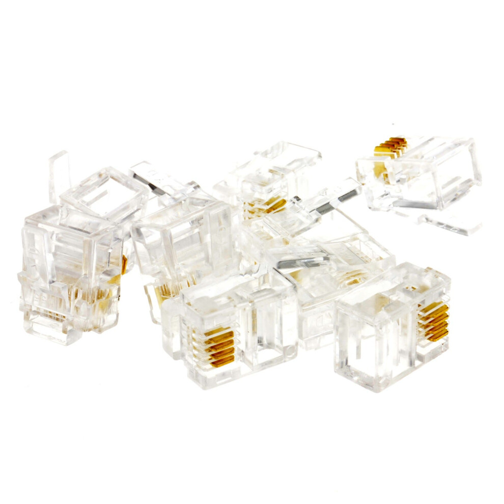 Kenable Rj11 6P4c Crimps Ends Plugs For Crimping Adsl Cables - 10 Pack