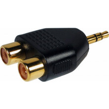 3.5mm Stereo Jack to Phono Red/White RCA Socket Audio Adapter GOLD