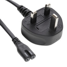 Figure 8 Power Cable UK Plug to C7 Lead for LED or Smart TV Black  1.8m